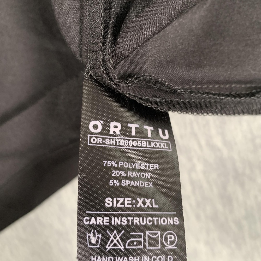 ORTTU Shirt Mens‎ 2XL Black Open Collar Popover Stretch V-Neck OR-SHT00005 - Picture 8 of 10